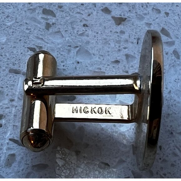 Vintage 1960s Hickok USA Men’s Unisex Cufflinks Goldtone Pearl - Picture 5 of 5